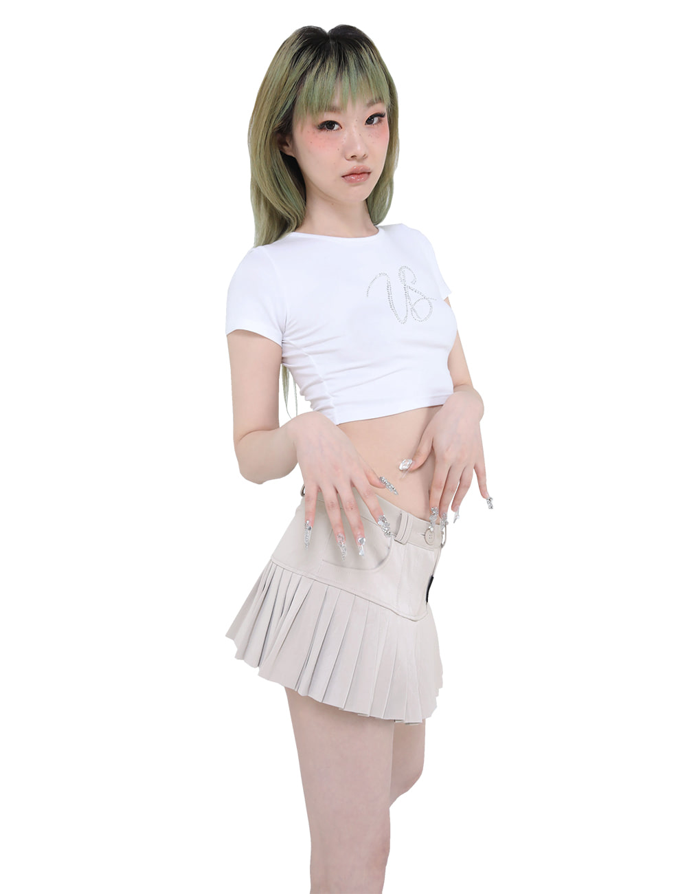BEADS CROP TOP(WHITE)